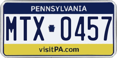 PA license plate MTX0457