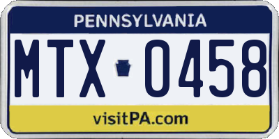 PA license plate MTX0458