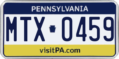 PA license plate MTX0459