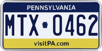 PA license plate MTX0462