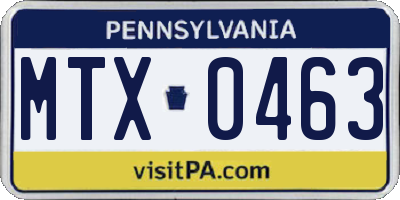 PA license plate MTX0463