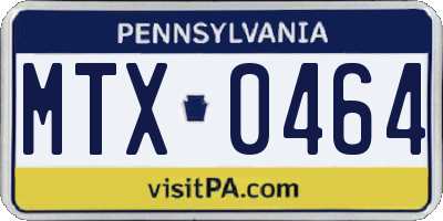 PA license plate MTX0464
