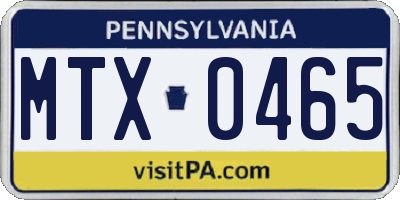 PA license plate MTX0465