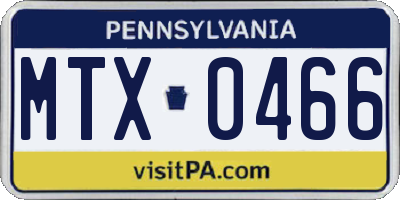 PA license plate MTX0466