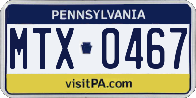 PA license plate MTX0467