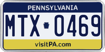 PA license plate MTX0469