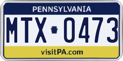 PA license plate MTX0473