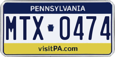 PA license plate MTX0474