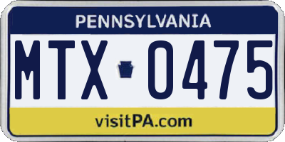 PA license plate MTX0475