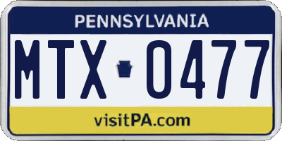 PA license plate MTX0477