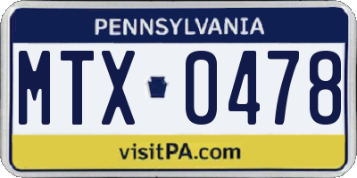 PA license plate MTX0478
