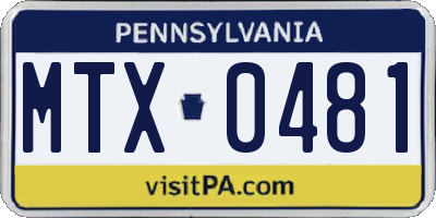 PA license plate MTX0481