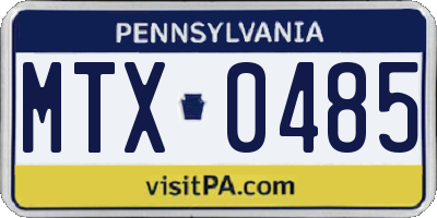 PA license plate MTX0485