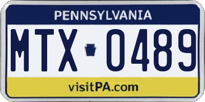 PA license plate MTX0489