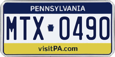PA license plate MTX0490