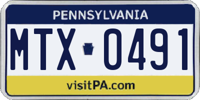 PA license plate MTX0491