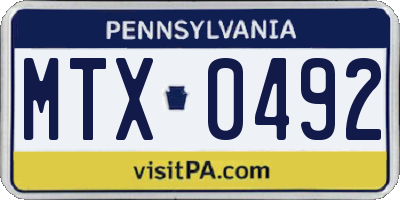 PA license plate MTX0492