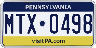 PA license plate MTX0498