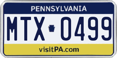 PA license plate MTX0499