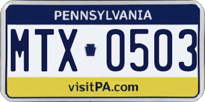 PA license plate MTX0503