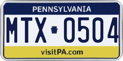 PA license plate MTX0504