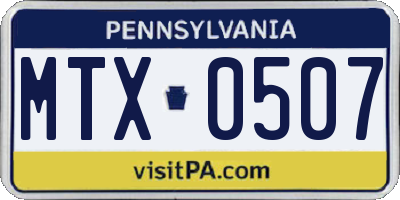 PA license plate MTX0507