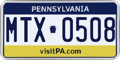 PA license plate MTX0508