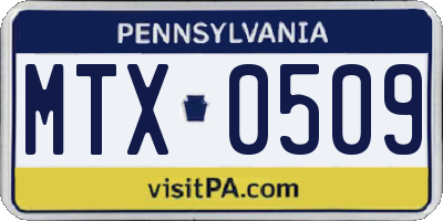 PA license plate MTX0509