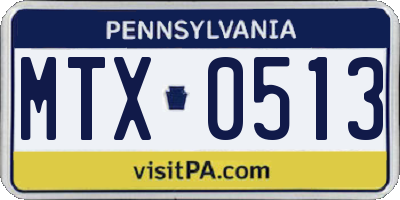 PA license plate MTX0513
