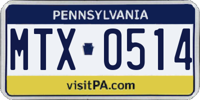 PA license plate MTX0514