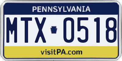 PA license plate MTX0518