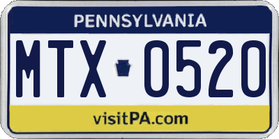 PA license plate MTX0520