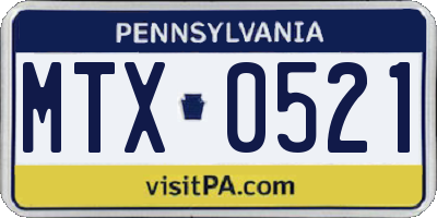 PA license plate MTX0521