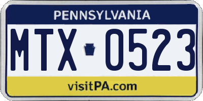 PA license plate MTX0523