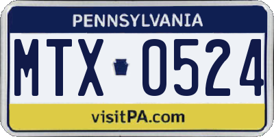 PA license plate MTX0524