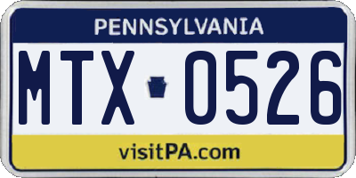 PA license plate MTX0526