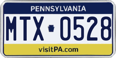 PA license plate MTX0528