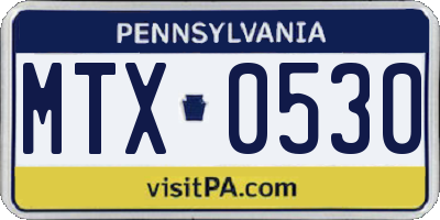 PA license plate MTX0530