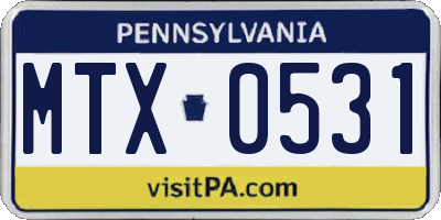 PA license plate MTX0531