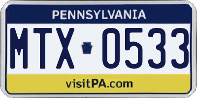 PA license plate MTX0533