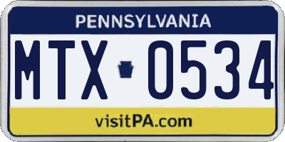 PA license plate MTX0534