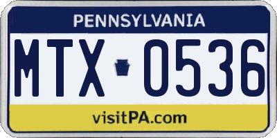 PA license plate MTX0536