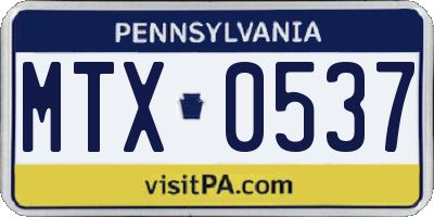 PA license plate MTX0537
