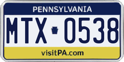 PA license plate MTX0538