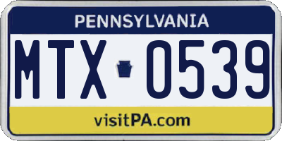PA license plate MTX0539