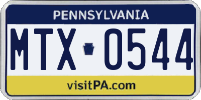 PA license plate MTX0544