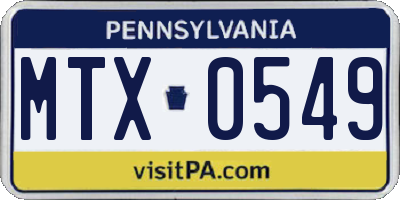 PA license plate MTX0549