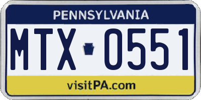 PA license plate MTX0551