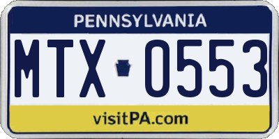 PA license plate MTX0553