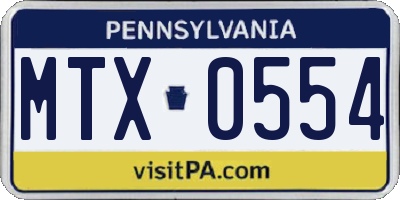 PA license plate MTX0554